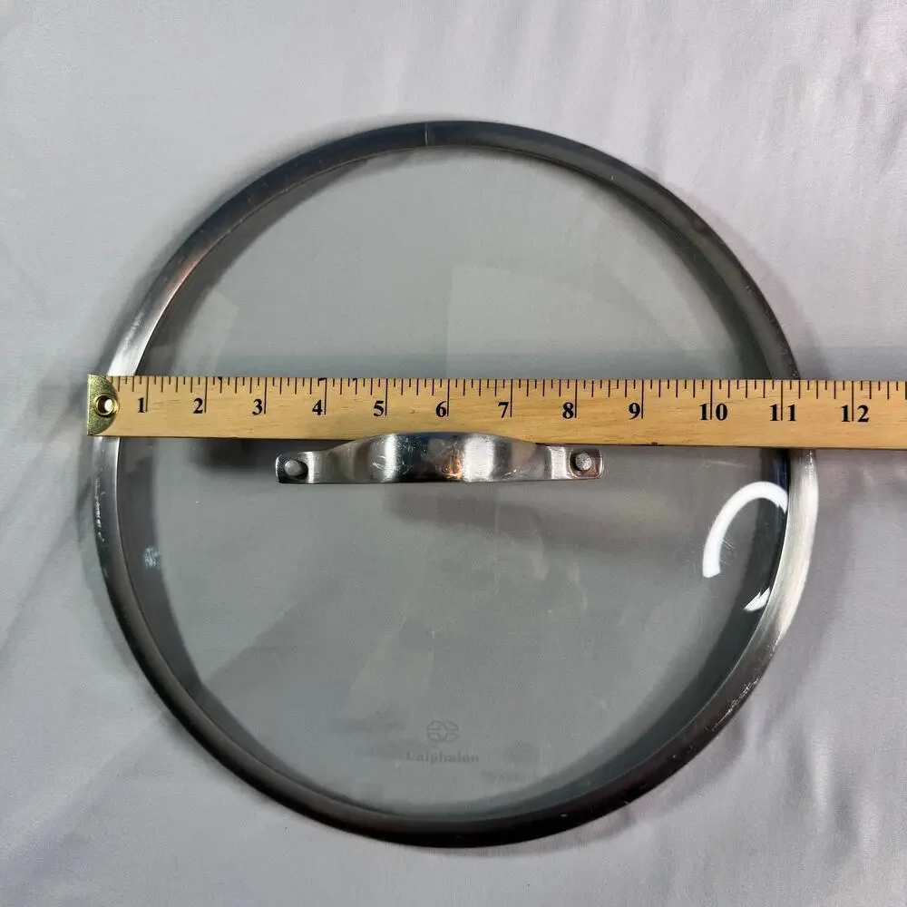 Calphalon 12” Glass Lid Replacement Cover Curved Handle Stainless Rim
